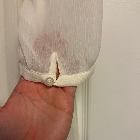 Maurices Boho Embroidered Sheer Peasant Blouse | Ivory & Blue - Picture 11 of 11